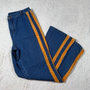 Y2K Suede Stripe Wide Leg Jeans Women’s Vintage 2000s Denim Racing Stripe Pants